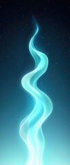 A blue and white image of a long, curving flame