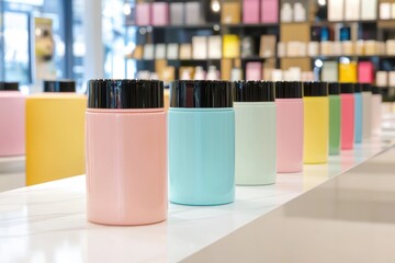 Fototapeta premium Clean convenience store counter with colorful products well-lit retail space organized and inviting for shoppers