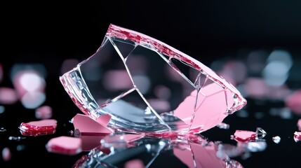 Broken Glass Pink Shattered Closeup