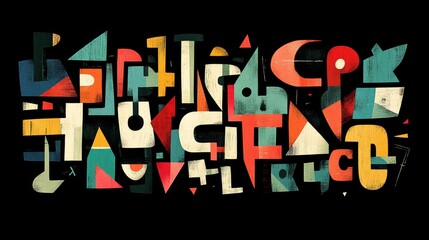 Abstract Geometric Art Print Colorful Shapes Modern Design Textured Background