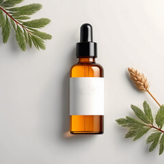 Fototapeta premium Blank Serum cosmetic oil dropper bottle mockup skincare facial fluid pipette bottle front view