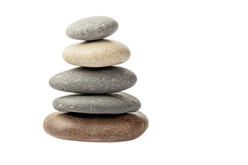 Artistic Zen Cairns Balanced Stones isolated on transparent background on transparent background