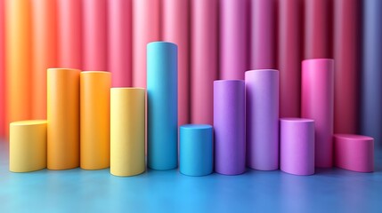 Obraz premium Colorful cylinders create a vibrant abstract display for modern design inspiration