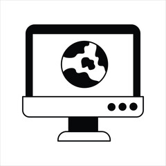 Globe  glyph icon with white background vector stock illustration