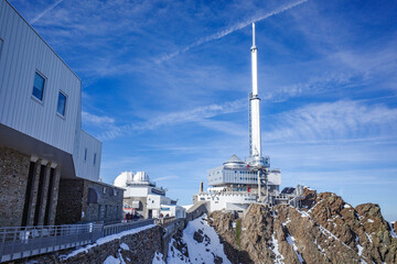 Pic du Midi, France - 2 Nov, 2024: Views of the French Pyrenees mountains from the Pic du Midi Observatory