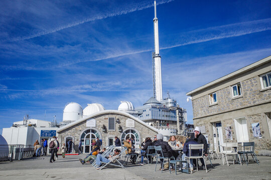 Pic du Midi, France - 2 Nov, 2024: Views of the French Pyrenees mountains from the Pic du Midi Observatory