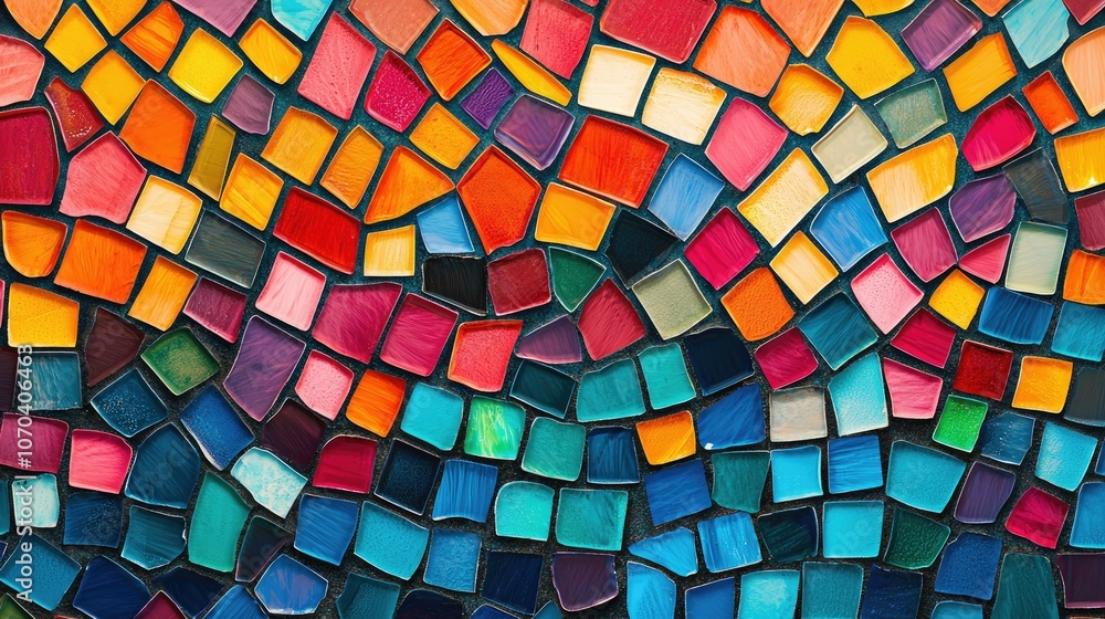 Aufkleber abstract colorful mosaic tile background with different shapes and sizes of tiles in bright vibrant 