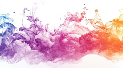 Fototapeta premium Abstract colorful smoke design on a white background.