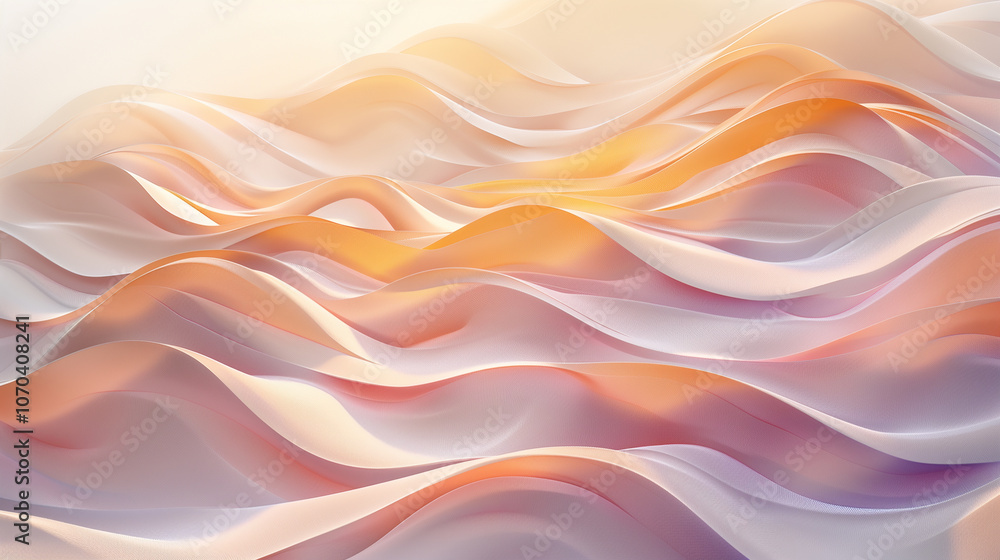 Aufkleber abstract background wallpaper smooth 3d waves with soft pastel gradients of peach and lavender, crea