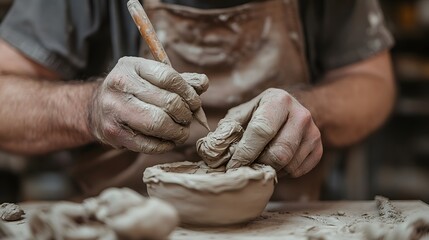 Artist&rsquo;s Hands Working on a Sculpture | Creative Process, Art Studio, Sculpting Craft, Hands-on Art, Fine Arts, Artistic Expression