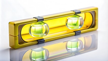 Yellow bubble level with clear indicators on a white background.