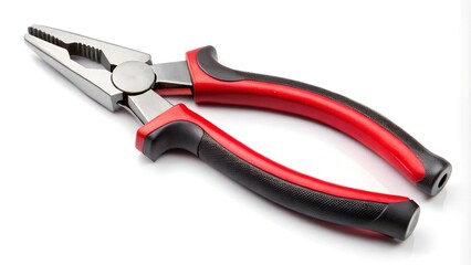 Fototapeta premium Standard pliers with rubberized grip handles on a white background.