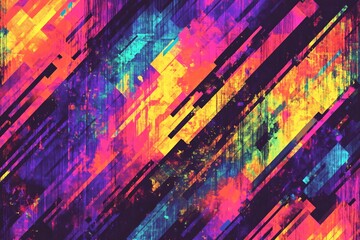 Obraz premium Vibrant Abstract Pixelated Background with Glitch Effects