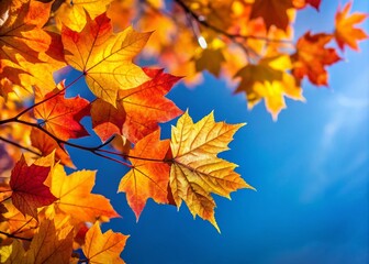 Autumn Leaves Abstract Blue Sky Minimalist AI Art