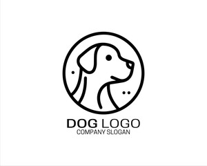 Dog lines outline logo design icon symbol vector illustration.