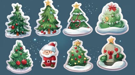 Design for sticker christmas illustration, Collection of Christmas