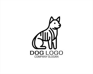 Dog lines outline logo design icon symbol vector illustration.