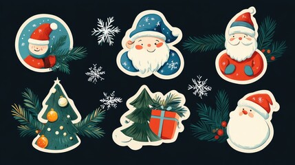 Design for sticker christmas illustration, Collection of Christmas