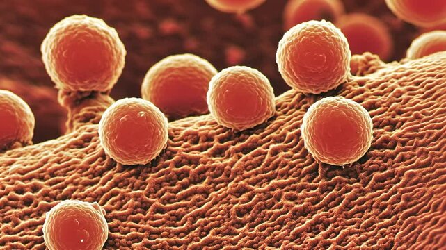 Close-up of Red Blood Cells on a Surface, erythrocytes, microscopic, micrograph, science, biology