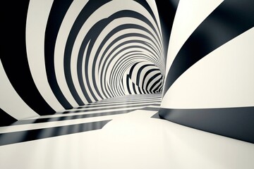 Striking Monochrome Lines in Dynamic Tunnel Perspective