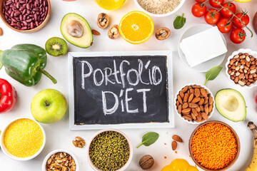 Portfolio Diet, balanced vegan food background