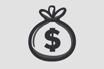 Obraz premium A minimalist of a money bag icon featuring a dollar sign. Perfect for financial, business, and economic themes in various design projects.
