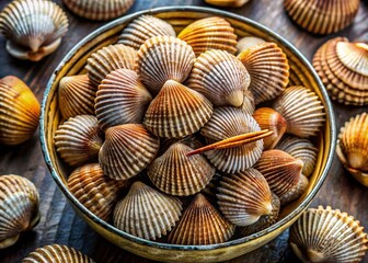 Double Exposure: Cockles in Bowl, Toothpicks