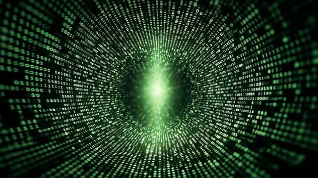 Digital Tunnel of Binary Code, data, abstract, technology, futuristic, network