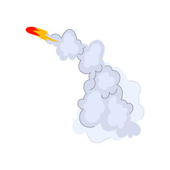 trajectory rocket smoke trail cartoon. boost energy, thrust science, technology aerospace trajectory rocket smoke trail sign. isolated symbol vector illustration