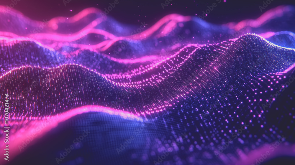 Poster Experience vibrant digital waves in this abstract artwork, inspired by AI. This glowing composition showcases dynamic colors and fluid textures, perfect for tech-themed projects.
