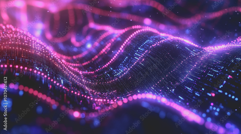 Poster a vibrant abstract digital background inspired by ai, featuring flowing waves of light and color. pe
