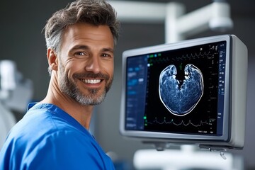 A doctor examining an ultrasound screen while explaining to a patient, capturing a moment of care and trust