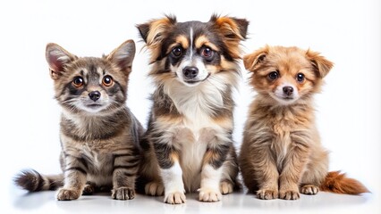 Obraz premium Funny Raccoon Cat Puppy Trio - High Depth of Field