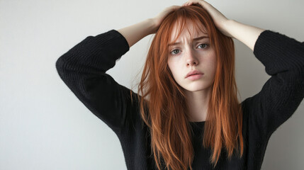 Naklejka premium Reflective young woman with mental health struggles
