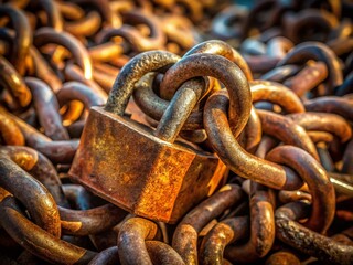 Fototapeta premium Heavy chains and padlocks, captured with industrial strength.