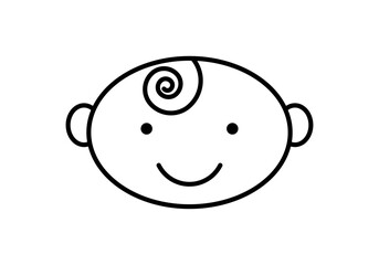 Icono negro de cabeza de bebe