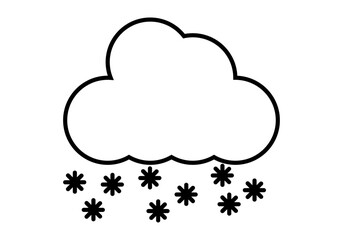 Icono negro de nube con copos de nieve 