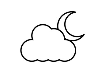Icono negro de nube con media luna 