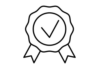Icono negro de sello o medalla con tic de calidad