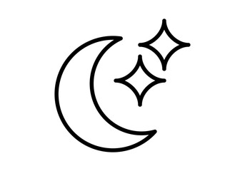 Icono negro de media luna con destellos © Gabrieuskal