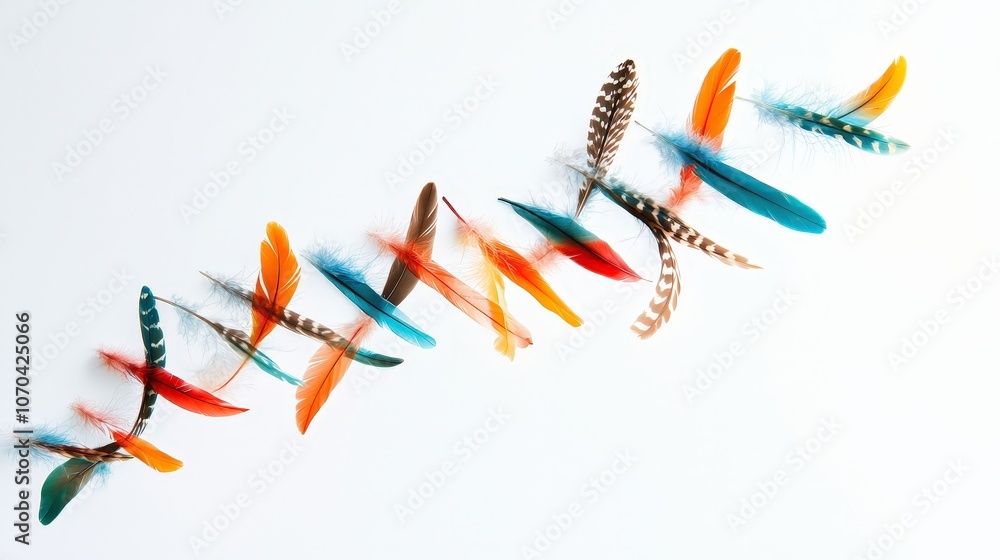 Poster dna helix with bird feather patterns, isolated for avian genetics