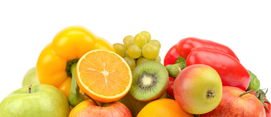 Fruits and vegetables isolated on a white background.