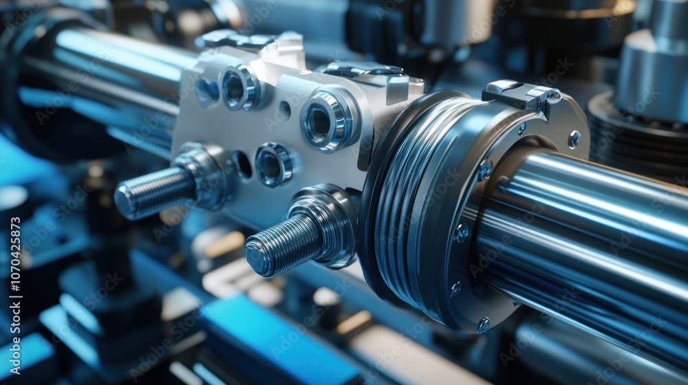 Poster close-up of a mechanical component showcasing precision engineering and industrial design.