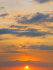 Panorama of evening sky with clouds. sunset Sky background, Sunrise sky with lighted clouds.