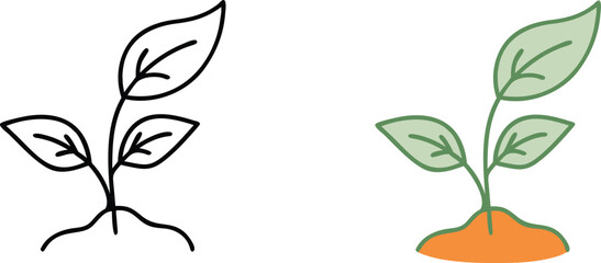 Simple Plant Illustration with Black and Green