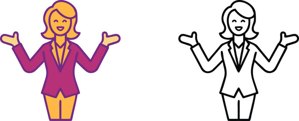 Smiling Woman Welcoming with Open Arms