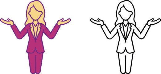 Businesswoman with Open Palms Welcoming and Presenting