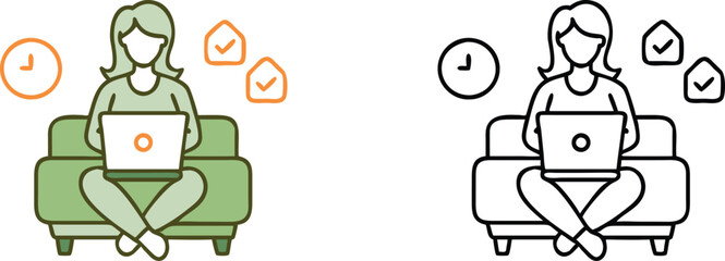 Woman Working on Laptop from Home