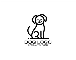 Minimalist lines outline dog logo design icon symbol vector illustration.