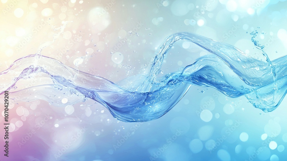Poster abstract water splash with bokeh effect.